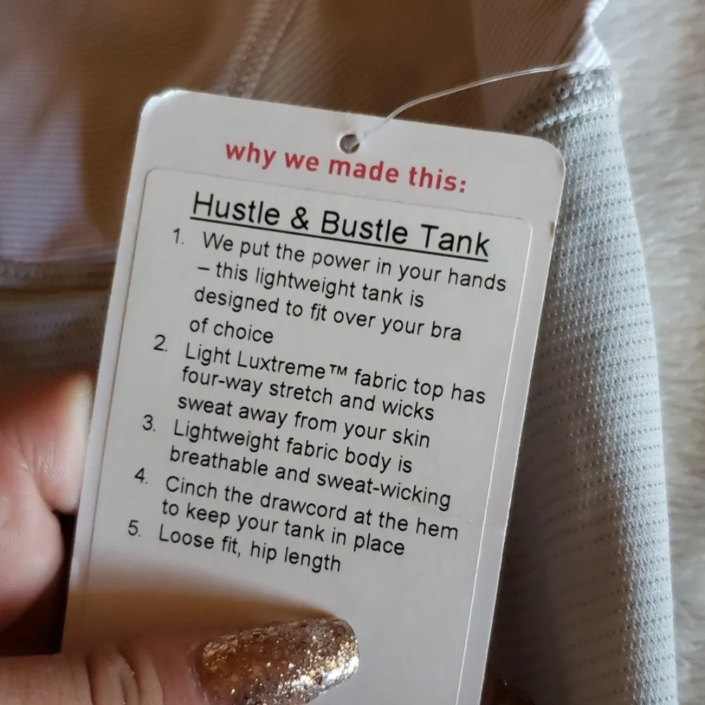 NWT Lululemon Hustle & Bustle tank- grey
